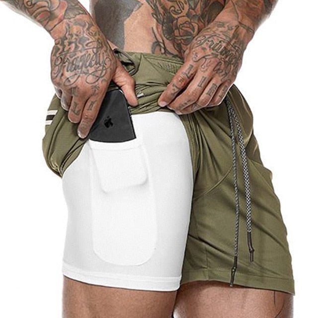 Camo Athletic Shorts, Men's 2 in 1 Running Shorts Mens Sports Shorts Quick Drying Training Exercise Jogging Gym Shorts with Built - in pocket Liner - Mighty Lifestyle