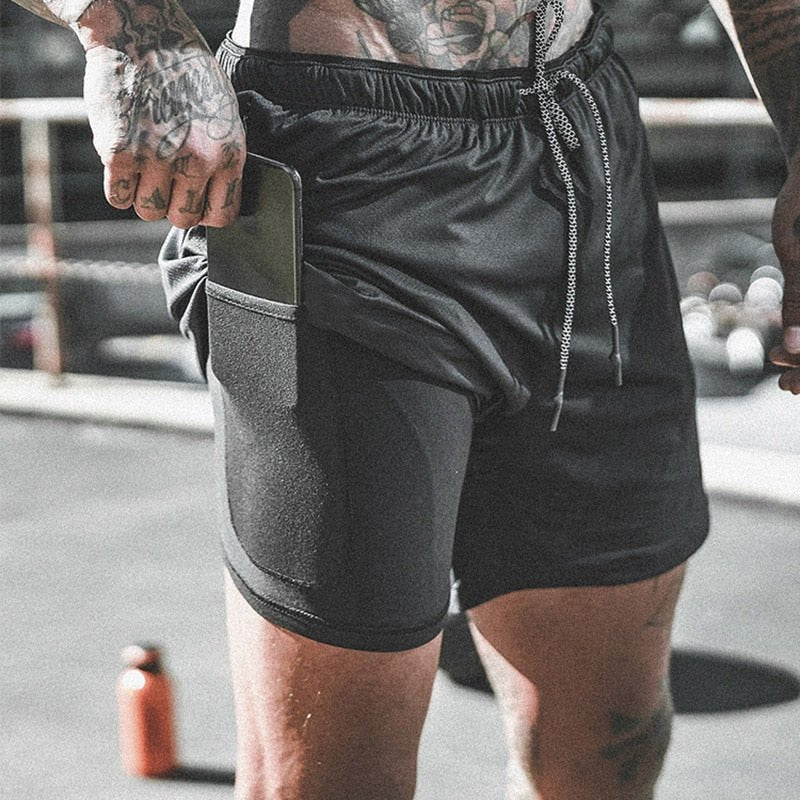 Camo Athletic Shorts, Men's 2 in 1 Running Shorts Mens Sports Shorts Quick Drying Training Exercise Jogging Gym Shorts with Built - in pocket Liner - Mighty Lifestyle