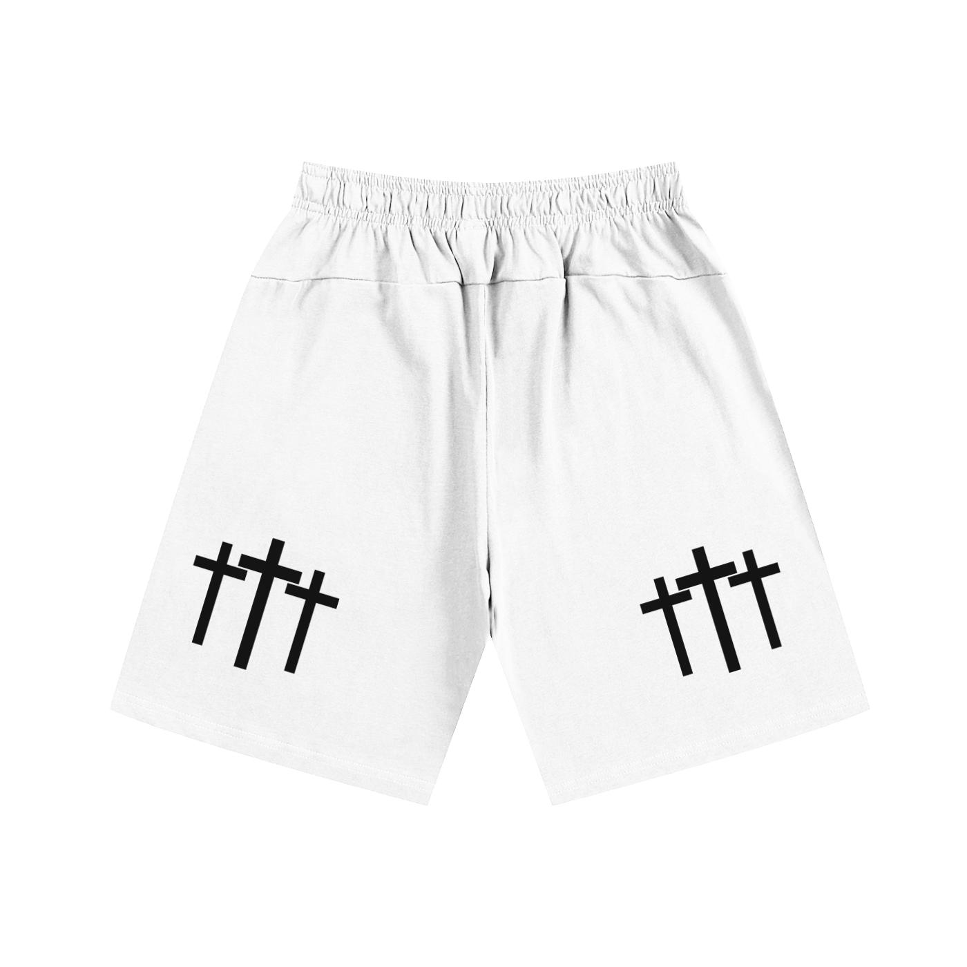 Three Cross Praying Hands Triple Cross Faith Based Shorts Essential Heavyweight Cotton Shorts