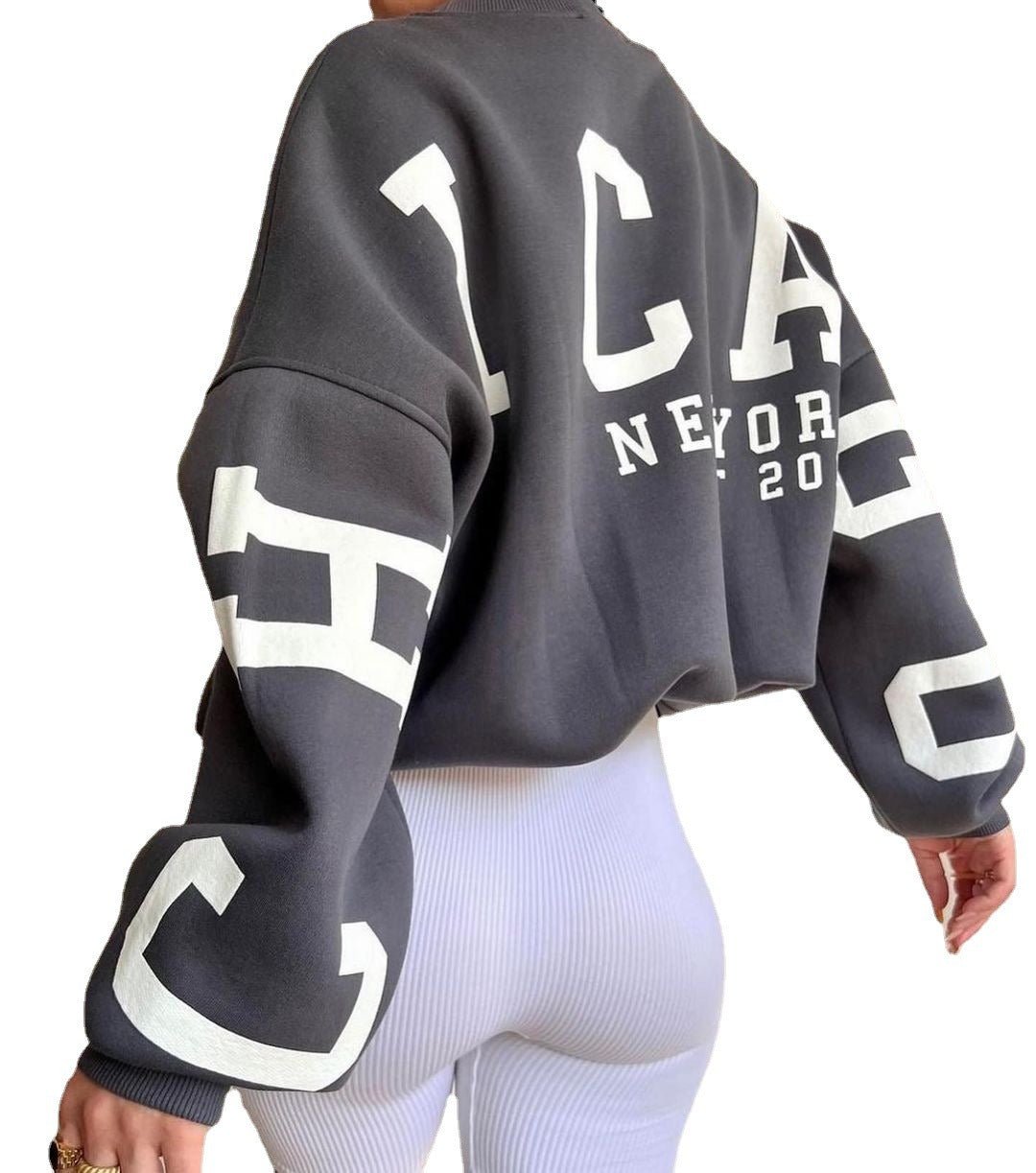 Chicago Phoenix Sweater | Casual Letters Print Sweatshirt Women Fashion Fleece Long Sleeve Loose Hoodies Y2k Streetwear Autumn Winter Lady Pullovers - Mighty Lifestyle