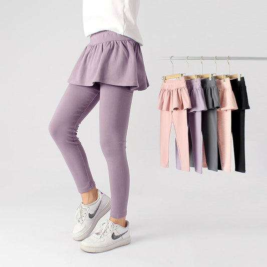 Children's Skirt Leggings Pants Cotton Cashmere Solid Color Skirt Pants DanceWear - Mighty Lifestyle