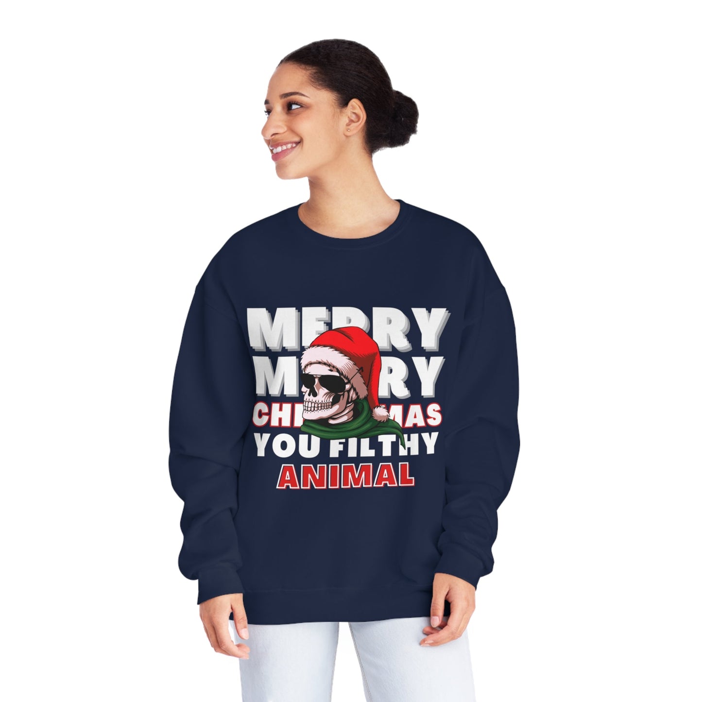 Christmas Sweater, Merry Christmas, Ugly Christmas Sweater, Holiday Sweater, Scary Christmas, Unisex NuBlend® Crewneck Sweatshirt - Mighty Lifestyle