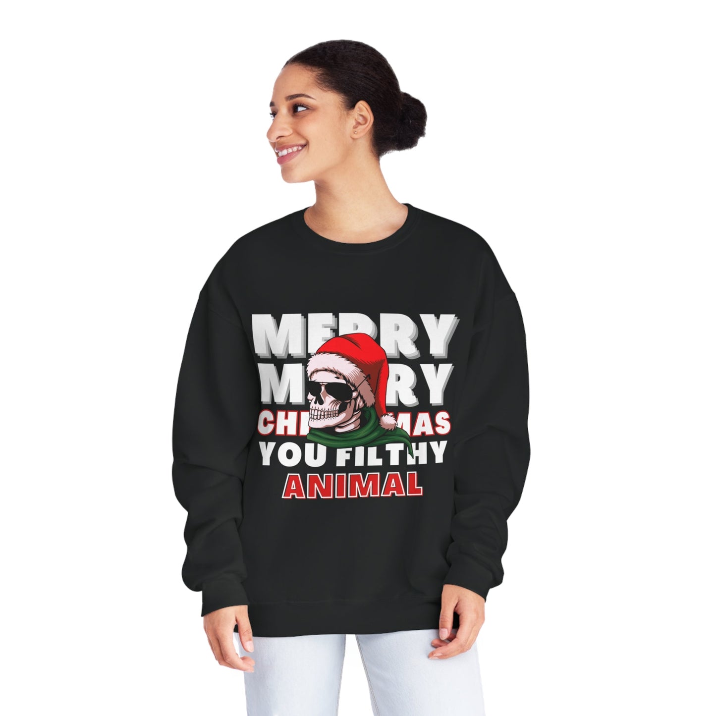 Christmas Sweater, Merry Christmas, Ugly Christmas Sweater, Holiday Sweater, Scary Christmas, Unisex NuBlend® Crewneck Sweatshirt - Mighty Lifestyle