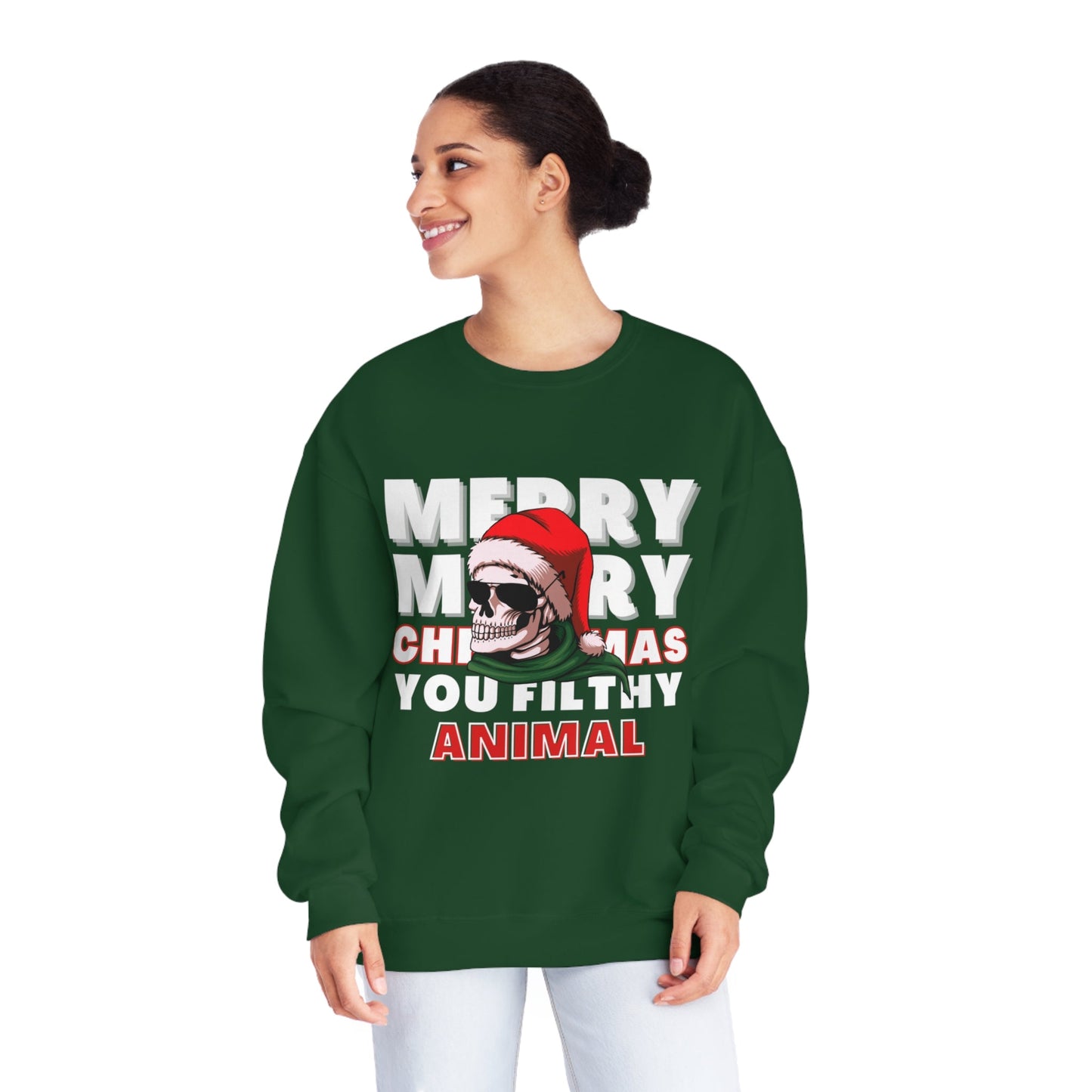 Christmas Sweater, Merry Christmas, Ugly Christmas Sweater, Holiday Sweater, Scary Christmas, Unisex NuBlend® Crewneck Sweatshirt - Mighty Lifestyle