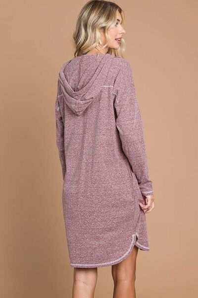 Culture Code Full Size Hooded Long Sleeve Sweater Dress - Mighty Lifestyle