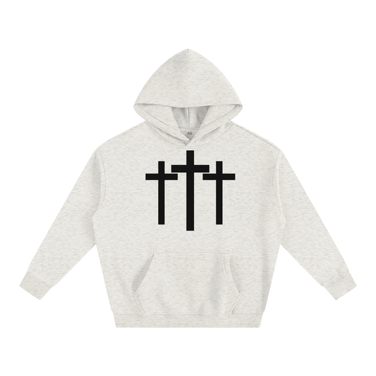Three Cross Triple Cross Faith Based Oversize Fleeced Hoodie | Christian hoodies, Christian apparel hoodies, trendy faith hoodies, scripture hoodies, casual Christian hoodies, Christian pullover hoodies, Christian zip hoodies, inspirational hoodie with Bi