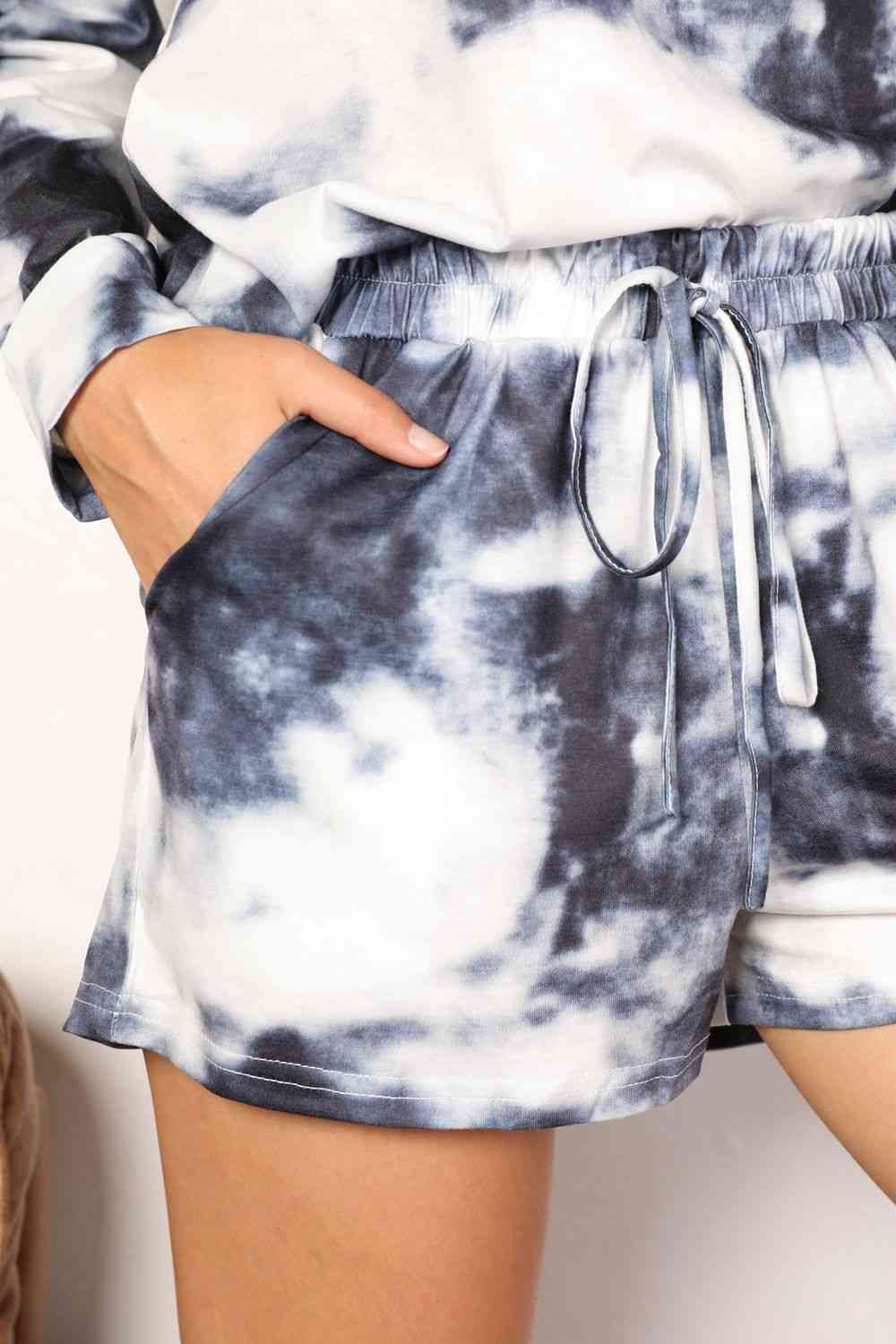 Diana Double Take Tie - Dye Round Neck Top and Shorts Lounge Set - Mighty Lifestyle
