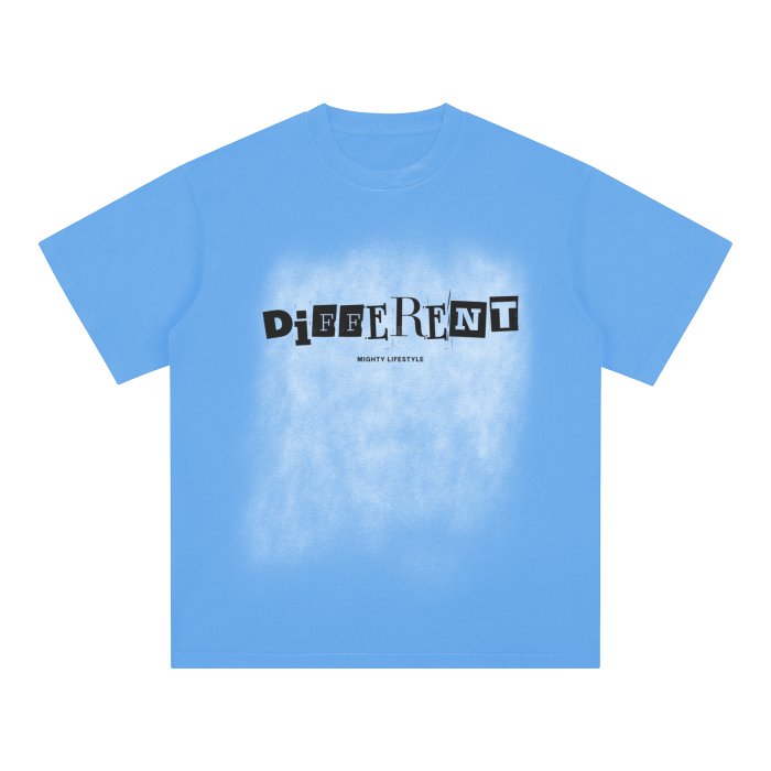 DIFFERENT Square Patch Monkey Washed Drop Shoulder T-Shirt - Mighty Lifestyle