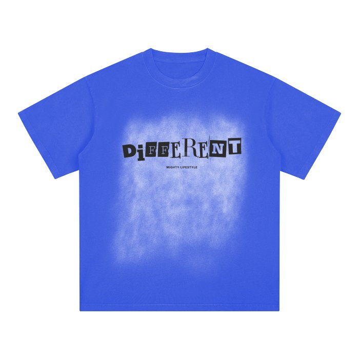DIFFERENT Square Patch Monkey Washed Drop Shoulder T-Shirt - Mighty Lifestyle