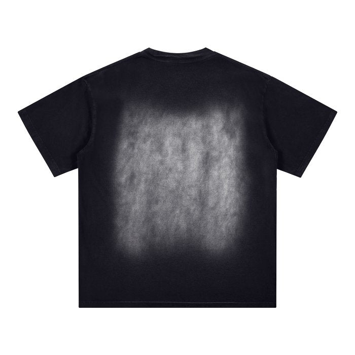 DIFFERENT Square Patch Monkey Washed Drop Shoulder T-Shirt - Mighty Lifestyle