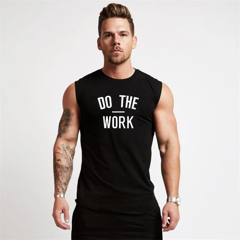 DO THE WORK Gym Shirt Muscle Shirt Fitted Shirt Gyms Clothing Workout Sleeveless Shirt Tank Top Men Bodybuilding Fitness Mens Sportwear Muscle Vests Men Tanktop - Mighty Lifestyle