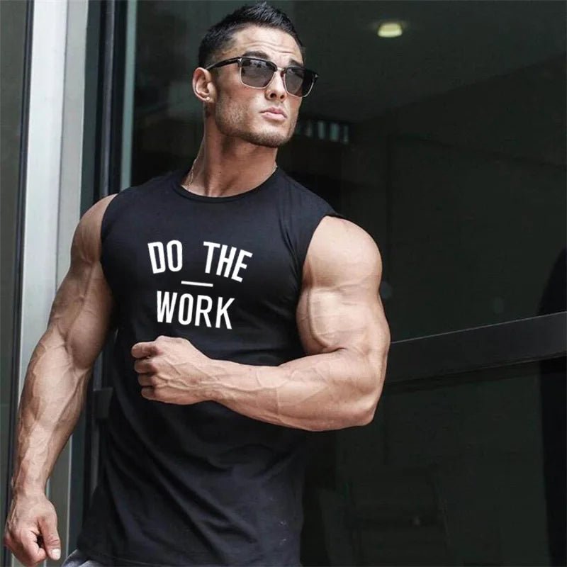 DO THE WORK Gym Shirt Muscle Shirt Fitted Shirt Gyms Clothing Workout Sleeveless Shirt Tank Top Men Bodybuilding Fitness Mens Sportwear Muscle Vests Men Tanktop - Mighty Lifestyle