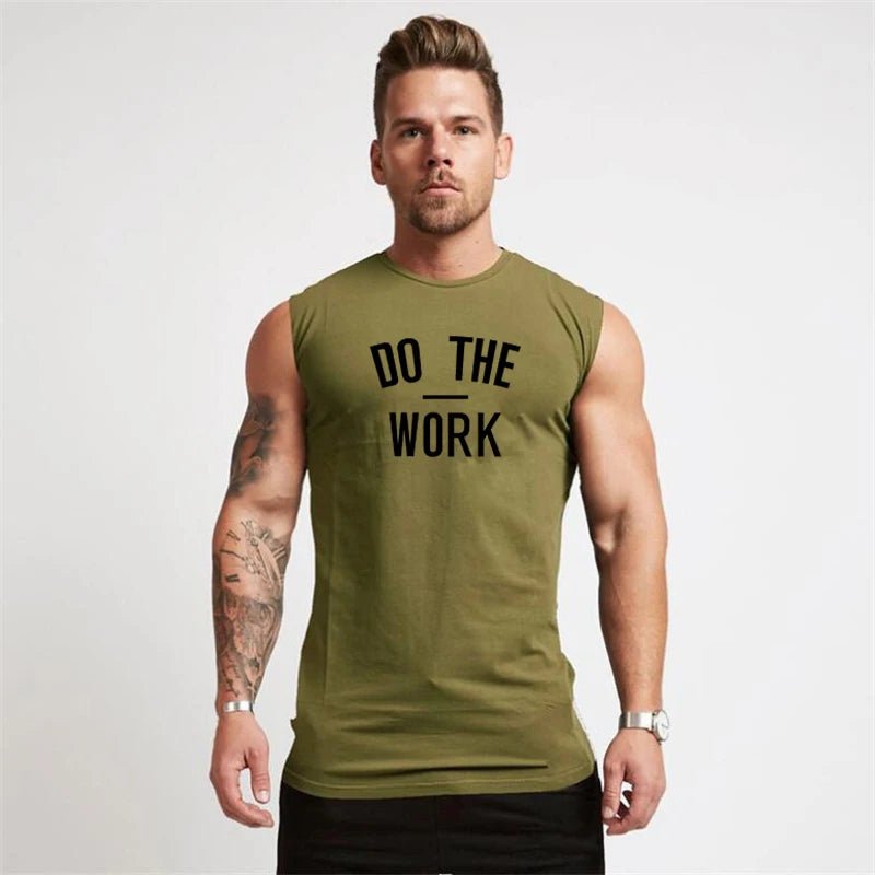 DO THE WORK Gym Shirt Muscle Shirt Fitted Shirt Gyms Clothing Workout Sleeveless Shirt Tank Top Men Bodybuilding Fitness Mens Sportwear Muscle Vests Men Tanktop - Mighty Lifestyle