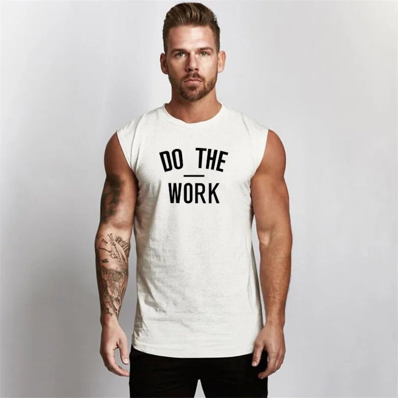 DO THE WORK Gym Shirt Muscle Shirt Fitted Shirt Gyms Clothing Workout Sleeveless Shirt Tank Top Men Bodybuilding Fitness Mens Sportwear Muscle Vests Men Tanktop - Mighty Lifestyle