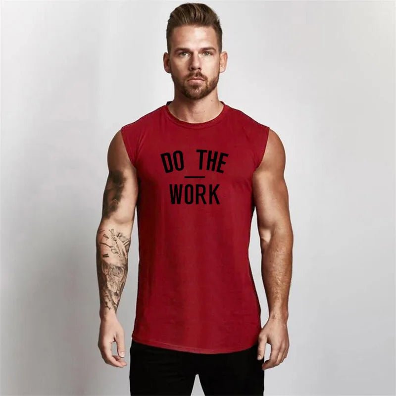 DO THE WORK Gym Shirt Muscle Shirt Fitted Shirt Gyms Clothing Workout Sleeveless Shirt Tank Top Men Bodybuilding Fitness Mens Sportwear Muscle Vests Men Tanktop - Mighty Lifestyle
