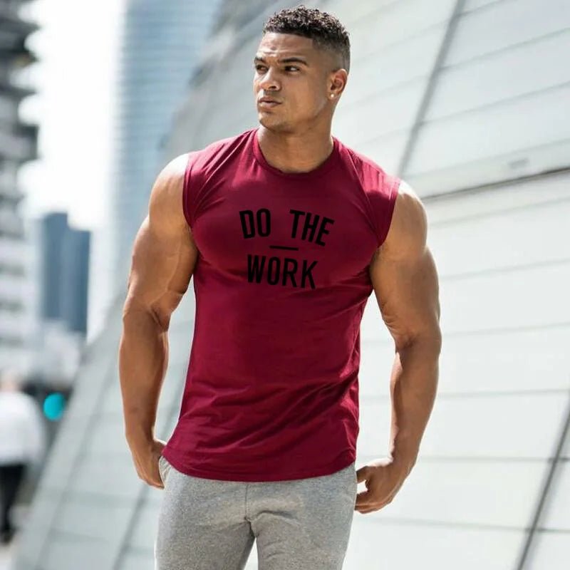 DO THE WORK Gym Shirt Muscle Shirt Fitted Shirt Gyms Clothing Workout Sleeveless Shirt Tank Top Men Bodybuilding Fitness Mens Sportwear Muscle Vests Men Tanktop - Mighty Lifestyle
