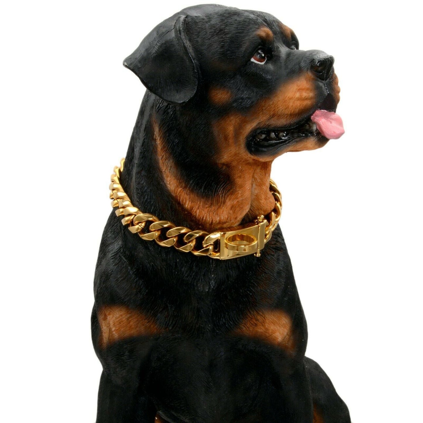 Doggy Bling, 15mm Gold Dog Chain Titanium Steel Six Side Grinding Chain Pet Dog Metal Collar - Mighty Lifestyle