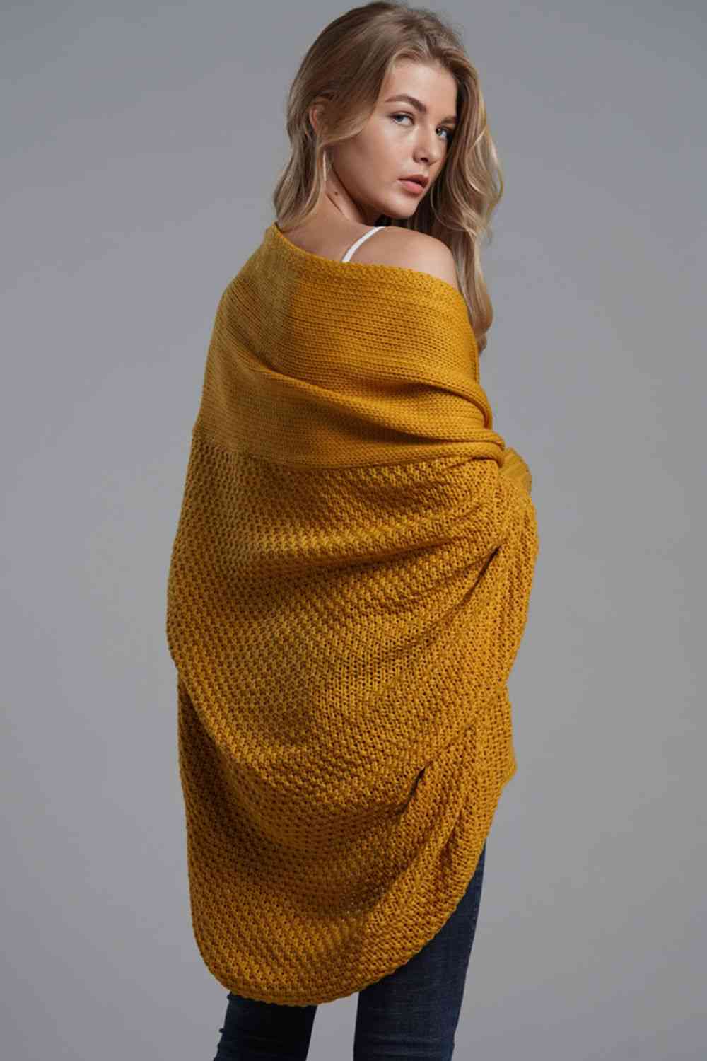 Double Take Dolman Sleeve Open Front Ribbed Trim Longline Cardigan - Mighty Lifestyle
