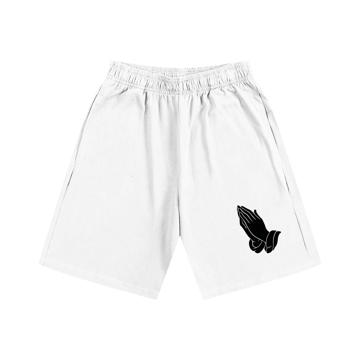 Three Cross Praying Hands Triple Cross Faith Based Shorts Essential Heavyweight Cotton Shorts
