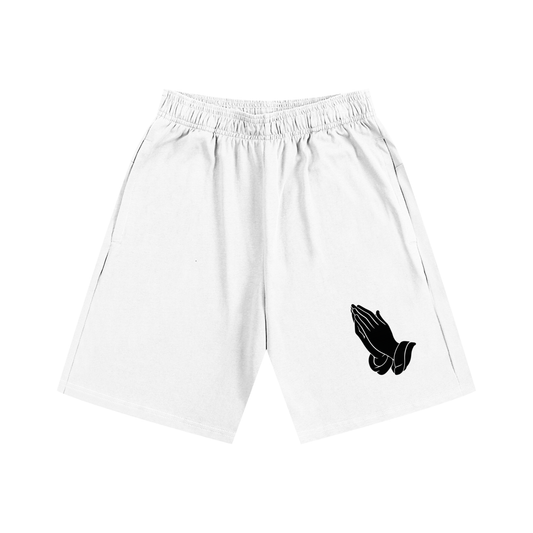 Three Cross Praying Hands Triple Cross Faith Based Shorts Essential Heavyweight Cotton Shorts | Casual Christian shorts, Christian lounge shorts, Christian summer shorts, faith based casual shorts, scripture printed casual shorts, trendy Christian shorts