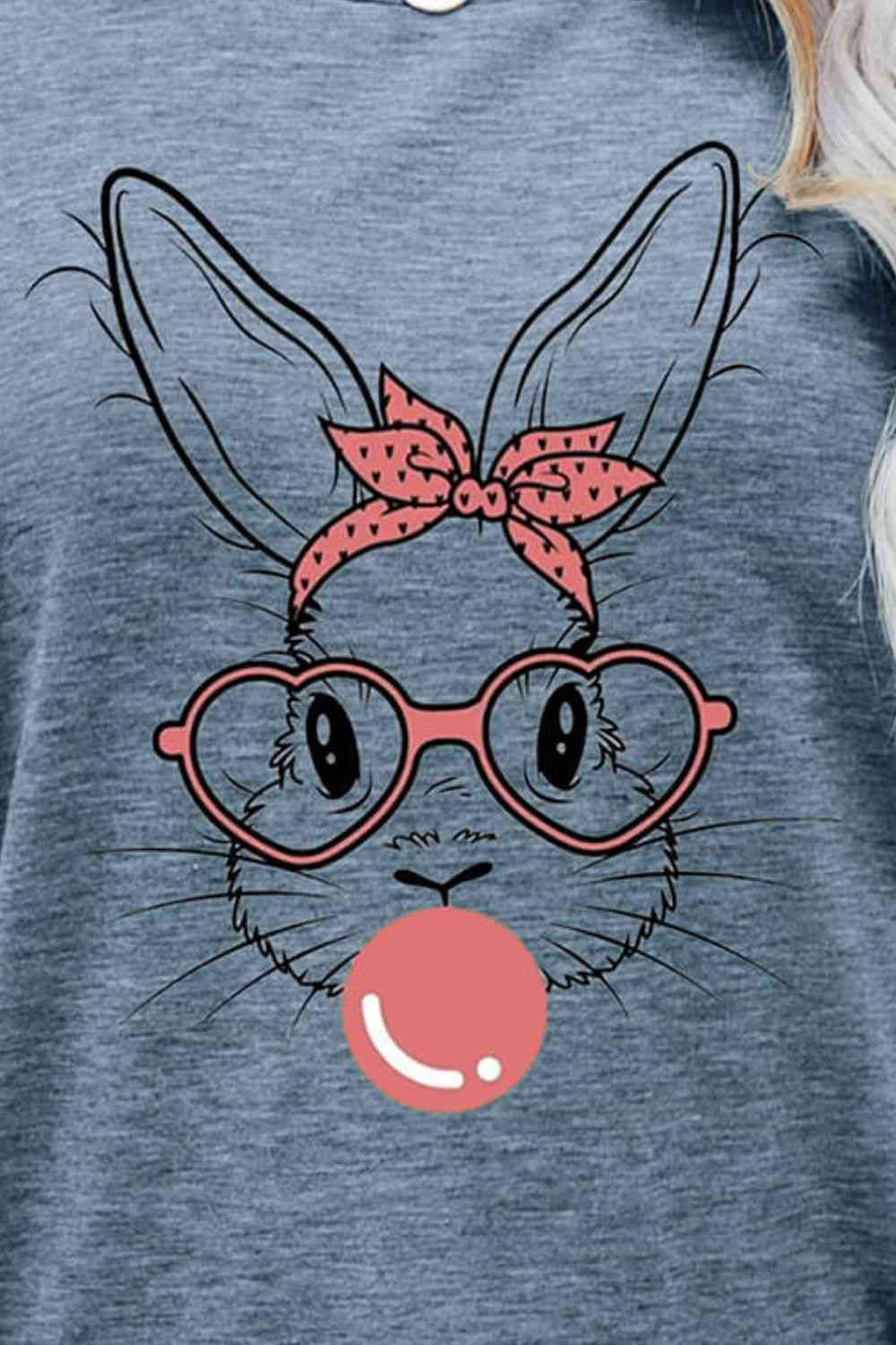 Easter Bunny Graphic Round Neck T-Shirt - Mighty Lifestyle