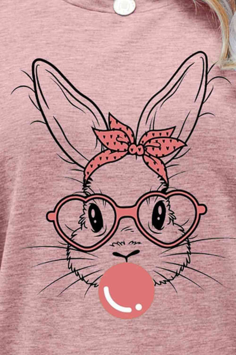 Easter Bunny Graphic Round Neck T-Shirt - Mighty Lifestyle