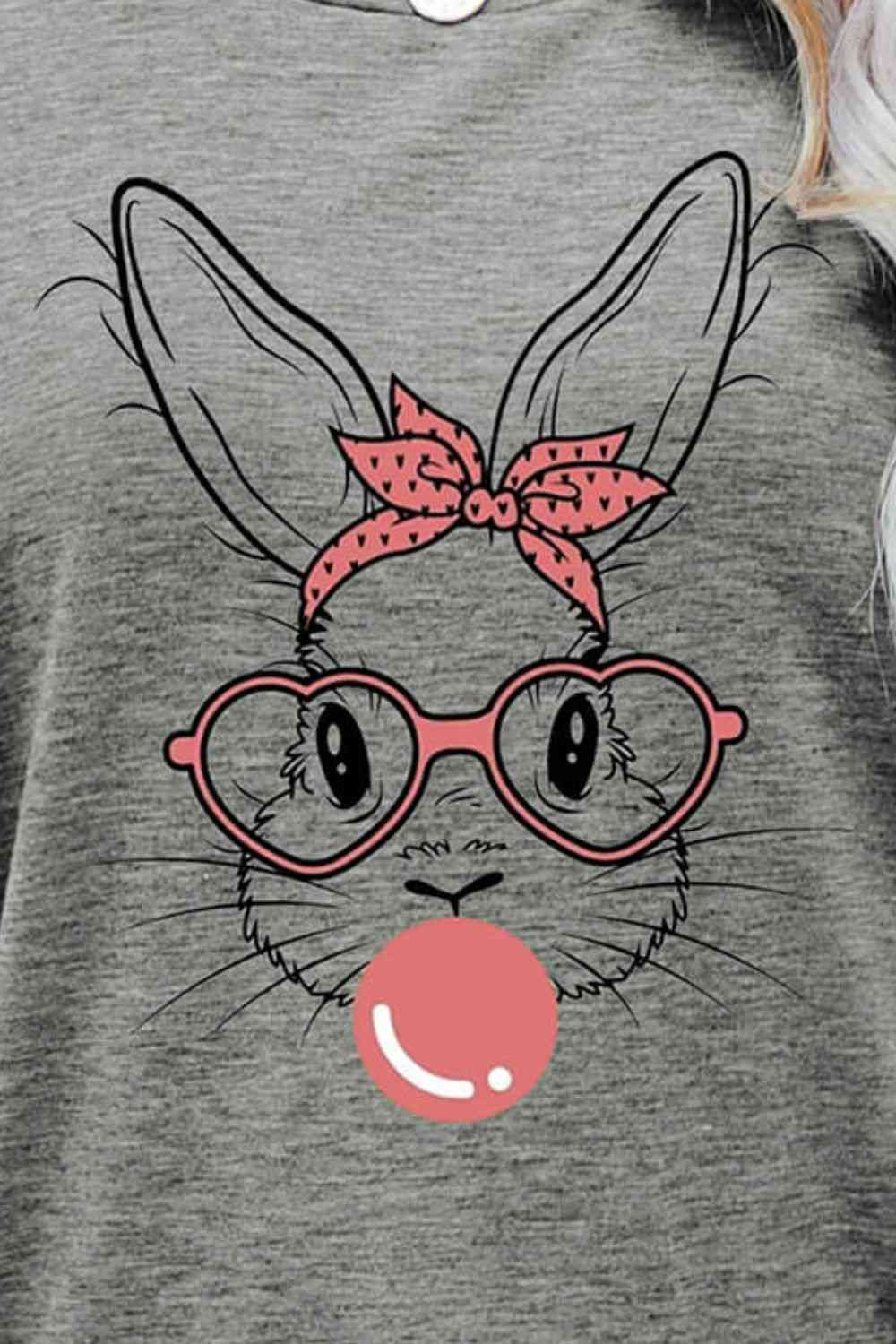 Easter Bunny Graphic Round Neck T-Shirt - Mighty Lifestyle