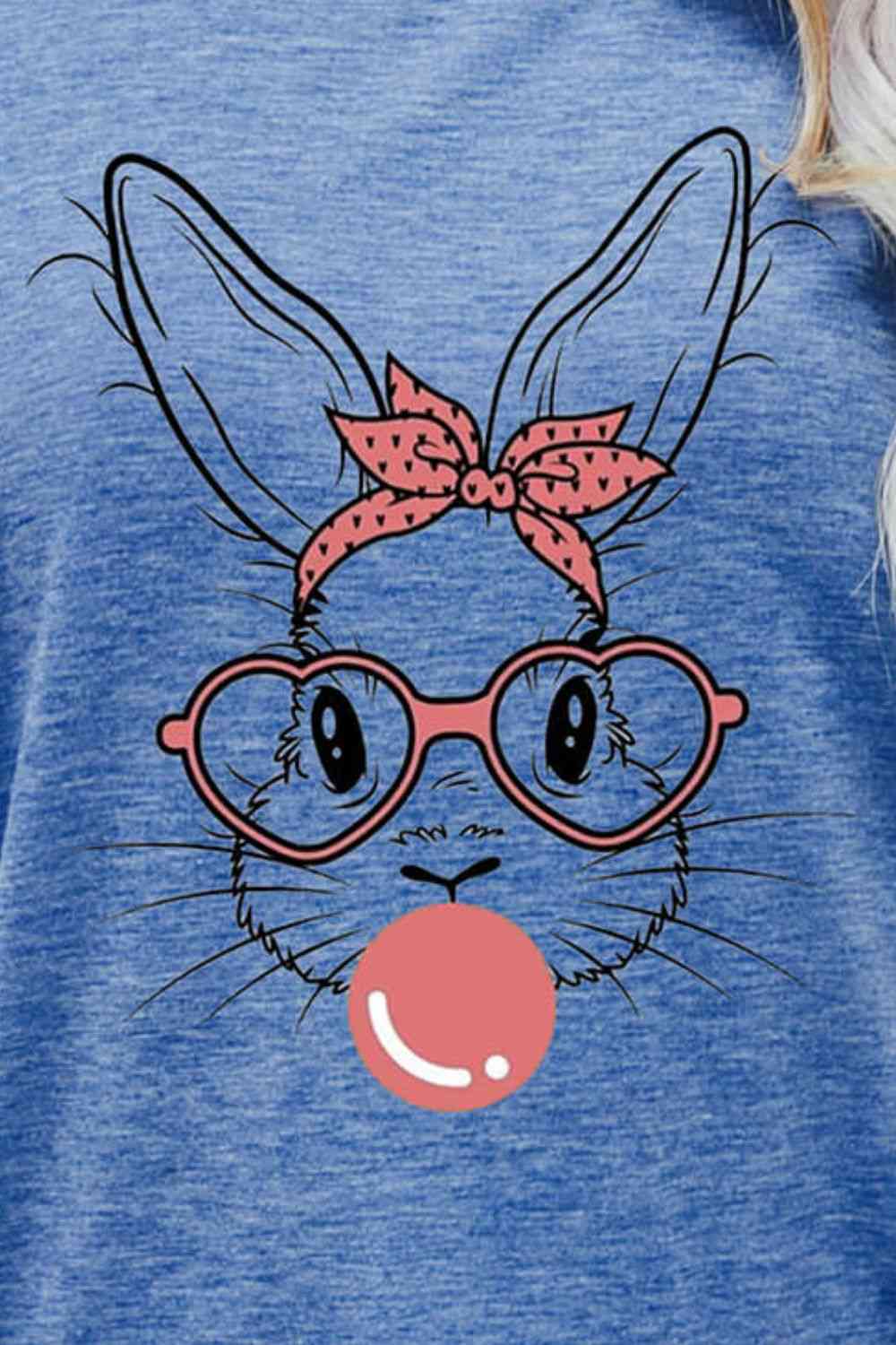Easter Bunny Graphic Round Neck T-Shirt - Mighty Lifestyle