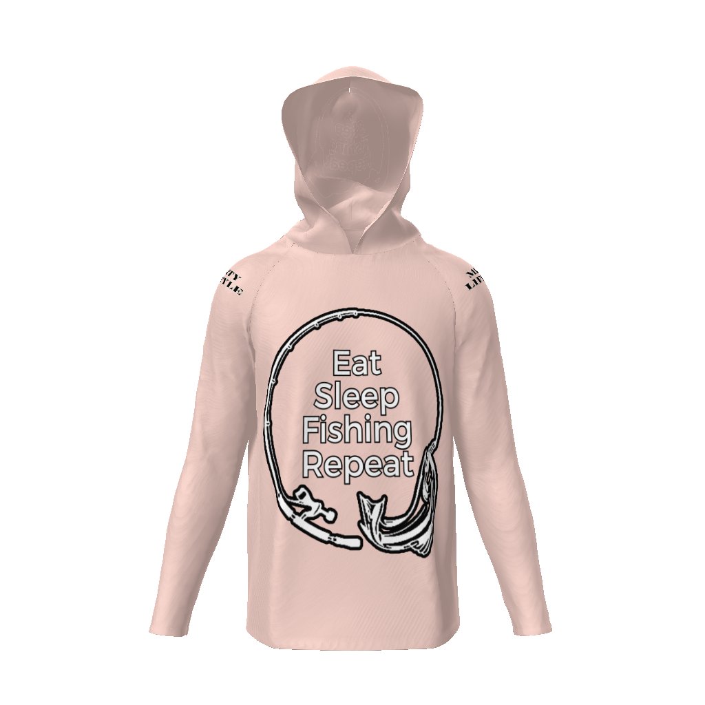 Eat Sleep Fishing Repeat, Hoo Men's Sun Protective Hooded Long Sleeve T-Shirt - Mighty Lifestyle