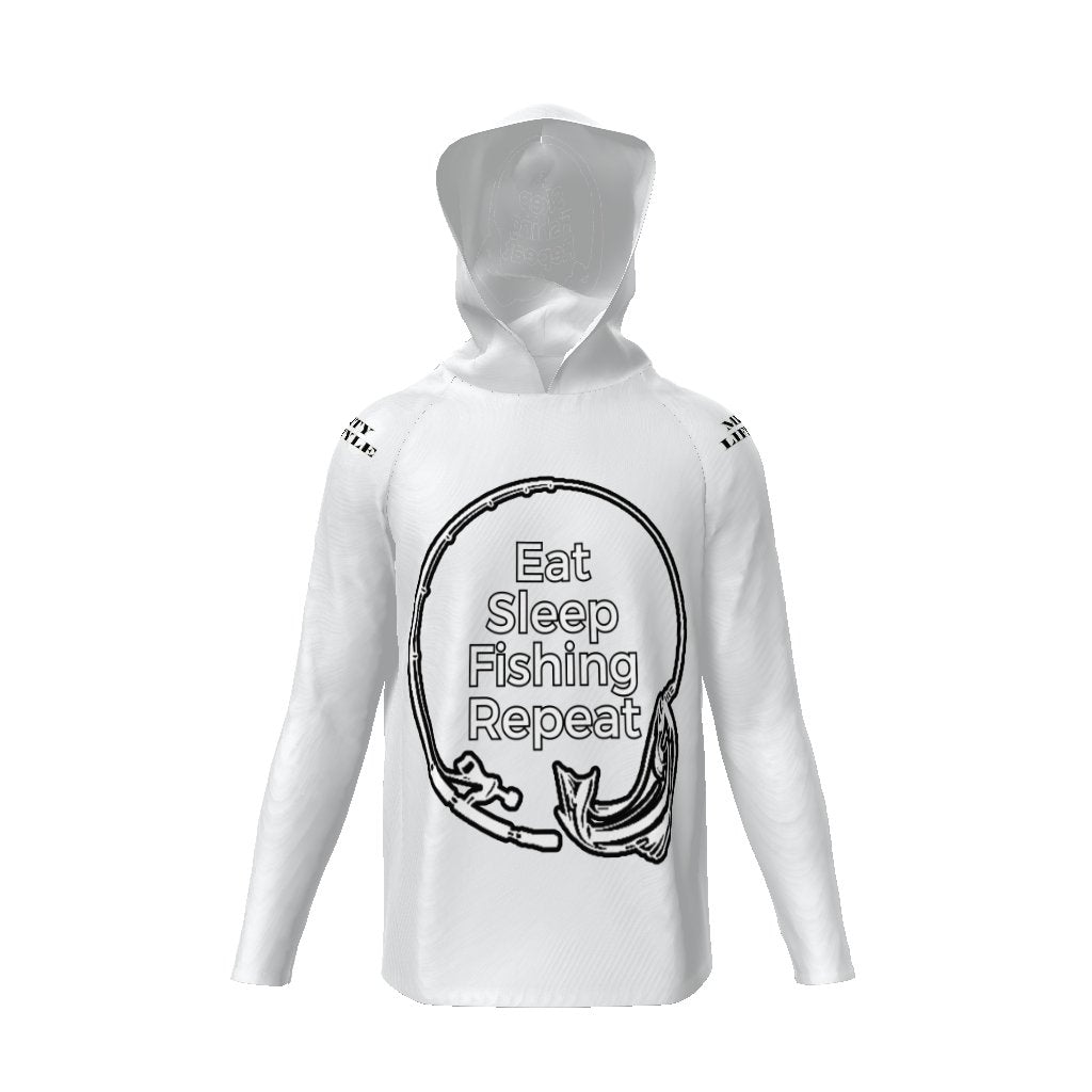 Eat Sleep Fishing Repeat, Hoo Men's Sun Protective Hooded Long Sleeve T-Shirt - Mighty Lifestyle