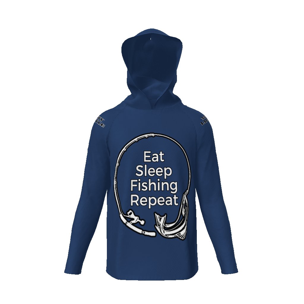 Eat Sleep Fishing Repeat, Hoo Men's Sun Protective Hooded Long Sleeve T-Shirt - Mighty Lifestyle