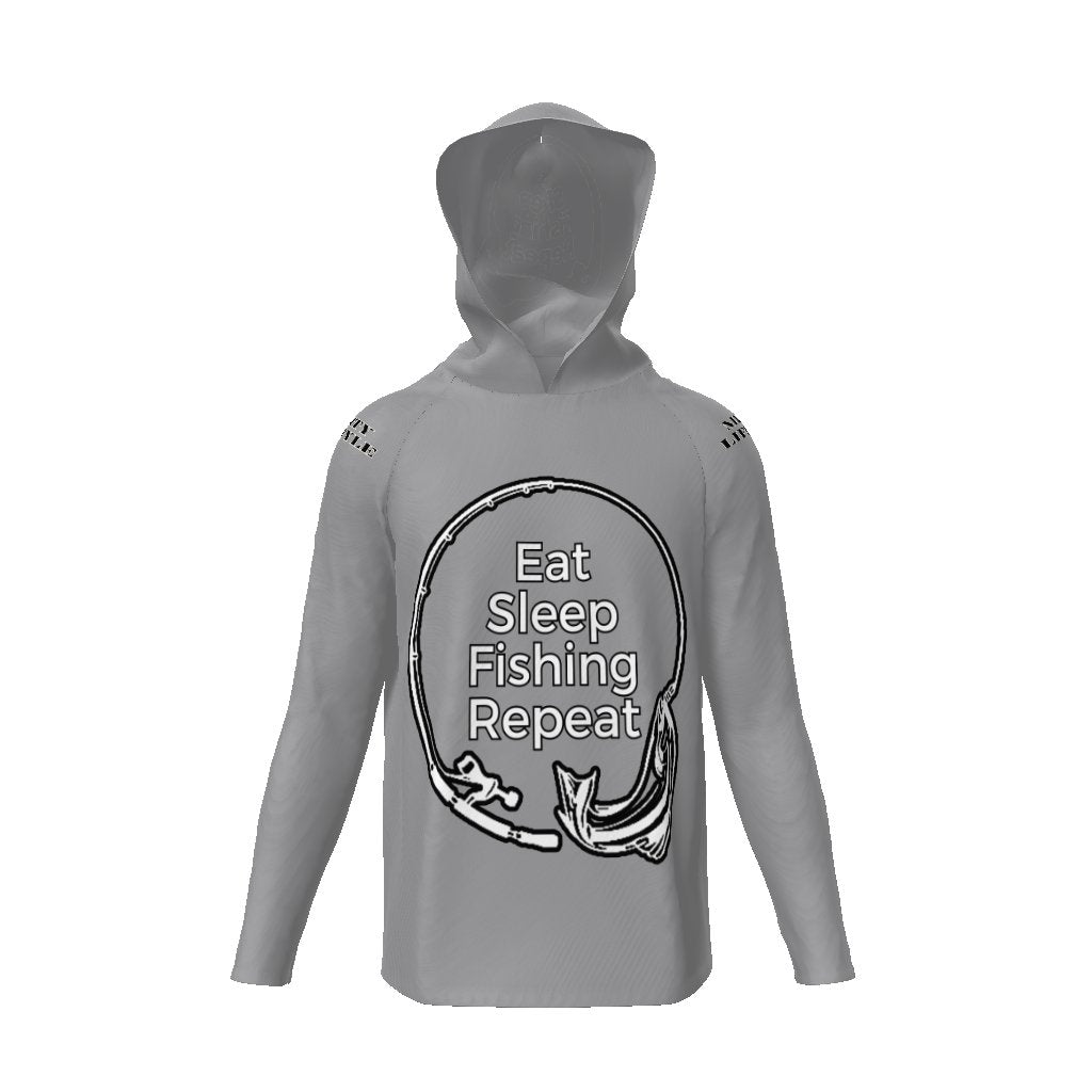 Eat Sleep Fishing Repeat, Hoo Men's Sun Protective Hooded Long Sleeve T-Shirt - Mighty Lifestyle