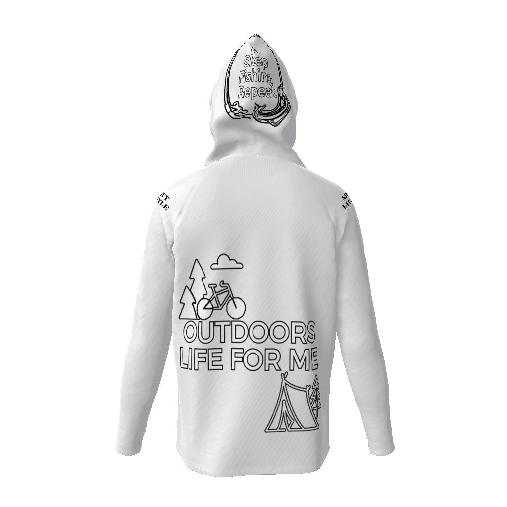 Eat Sleep Fishing Repeat, Hoo Men's Sun Protective Hooded Long Sleeve T-Shirt - Mighty Lifestyle