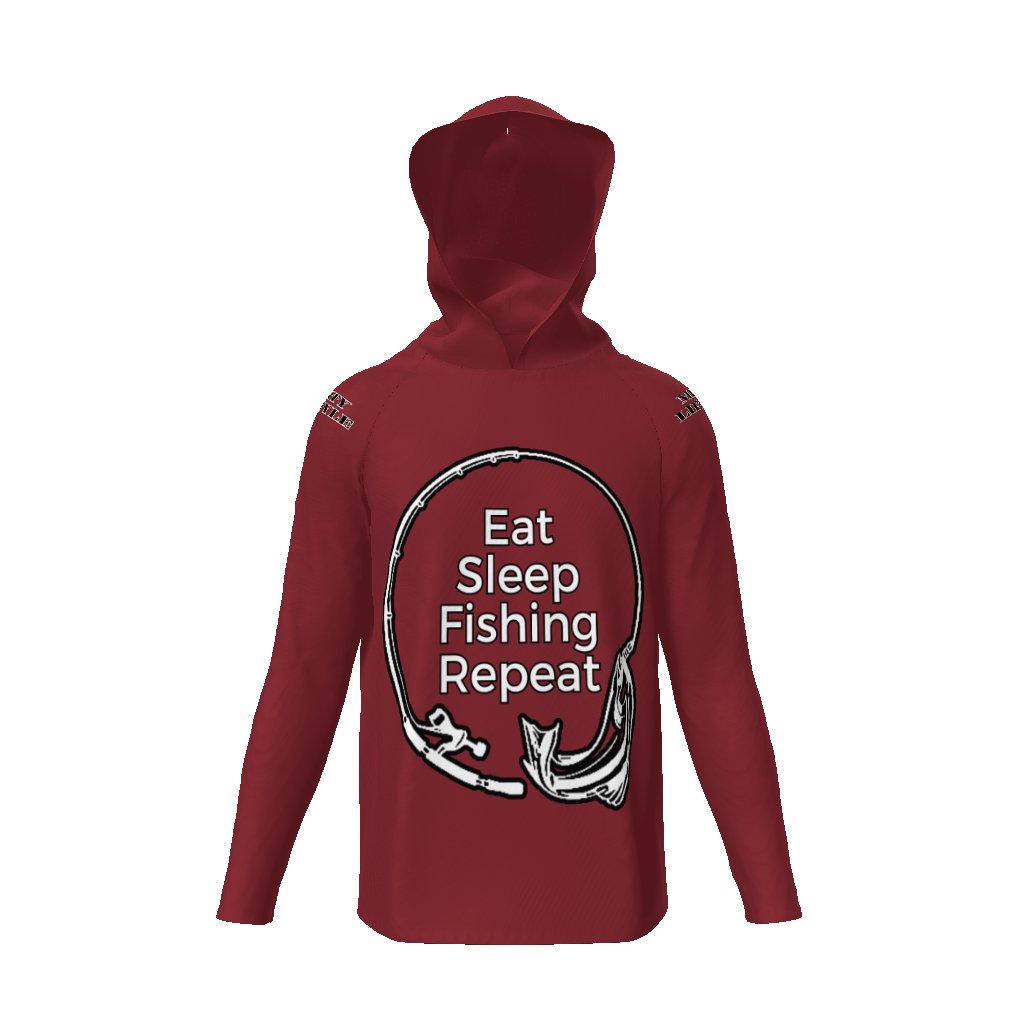 Eat Sleep Fishing Repeat, Hoo Men's Sun Protective Hooded Long Sleeve T-Shirt - Mighty Lifestyle