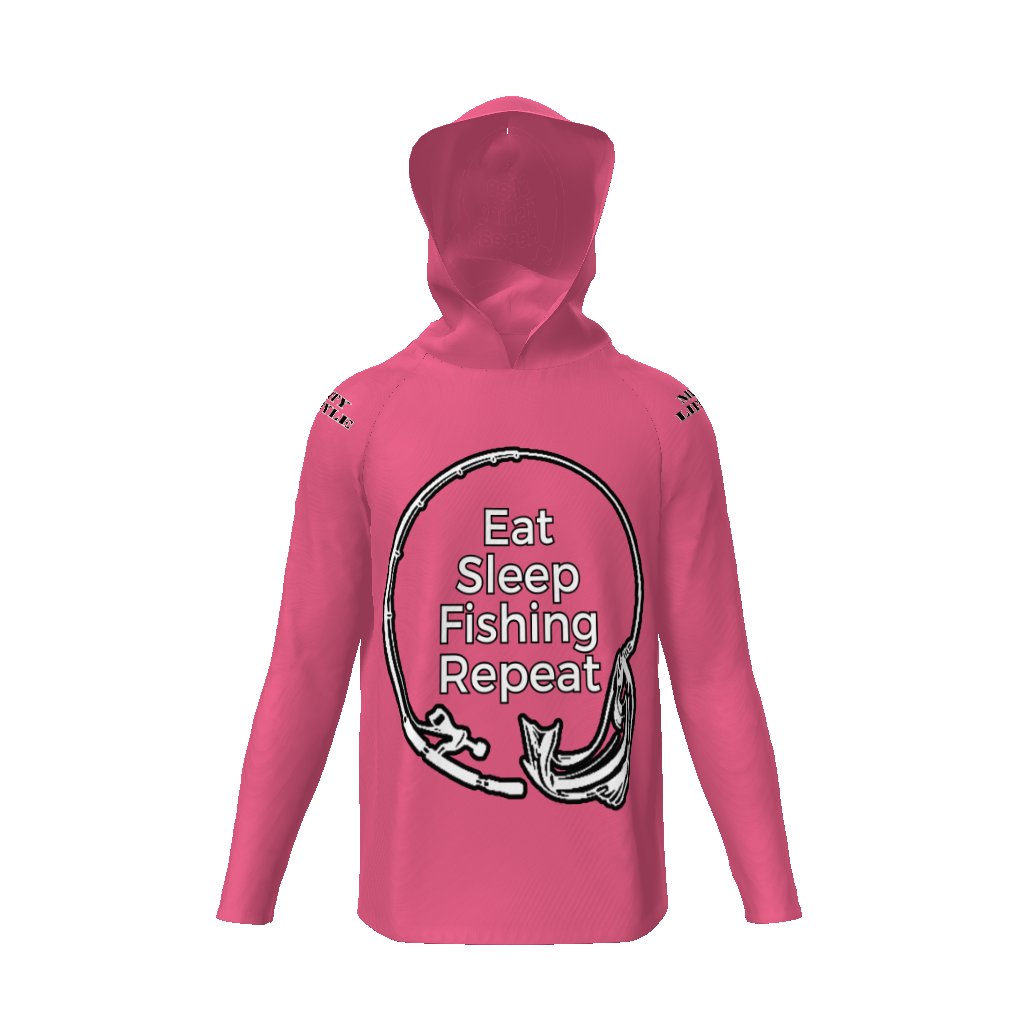 Eat Sleep Fishing Repeat, Hoo Men's Sun Protective Hooded Long Sleeve T-Shirt - Mighty Lifestyle