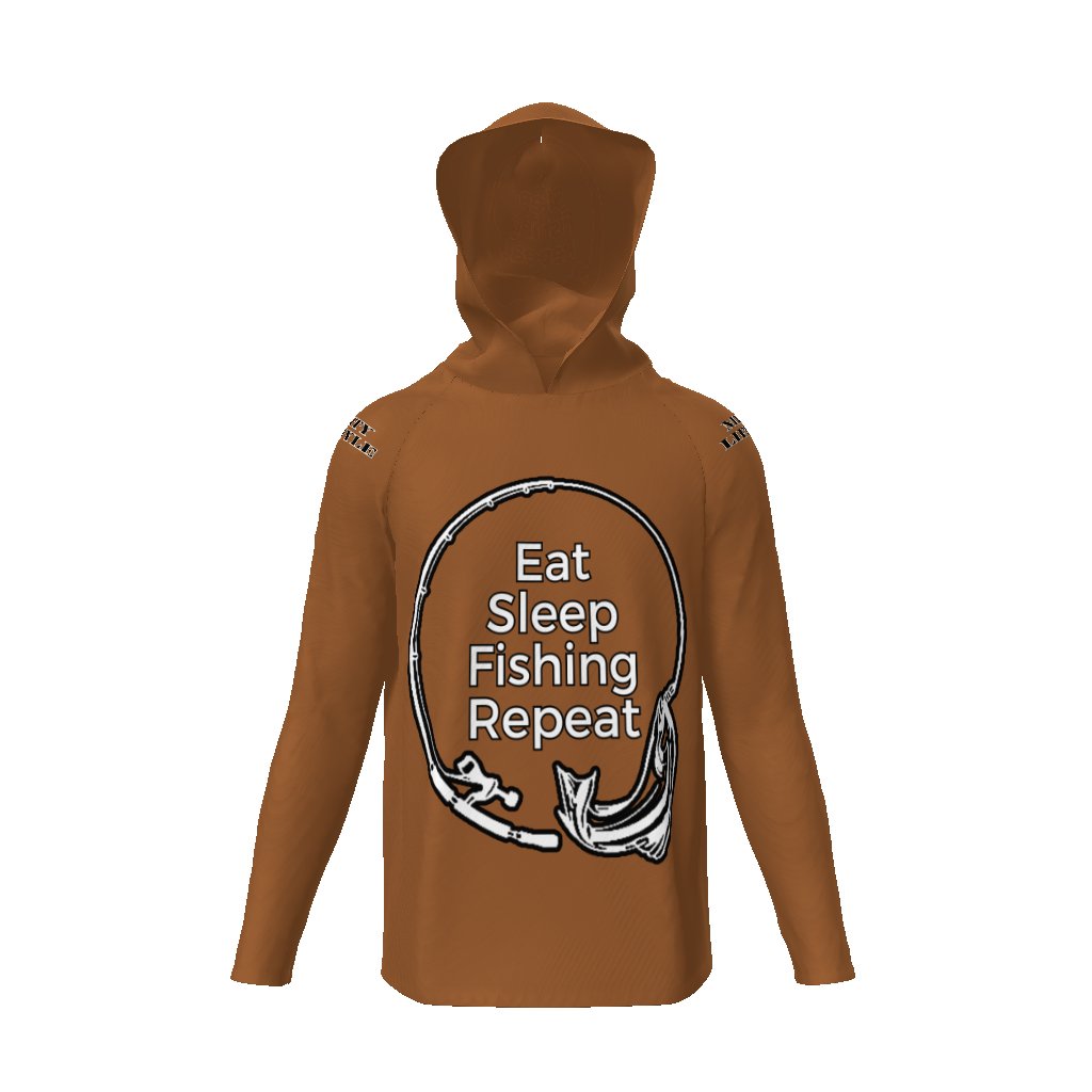 Eat Sleep Fishing Repeat, Hoo Men's Sun Protective Hooded Long Sleeve T-Shirt - Mighty Lifestyle