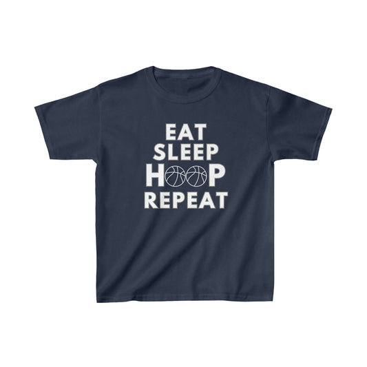 Eat Sleep Hoop Repeat Basketball Shirt for Kids| Youth Kids Basketball Shirt | Sports Shirt | Casual or Sports Shirt for Kids - Mighty Lifestyle
