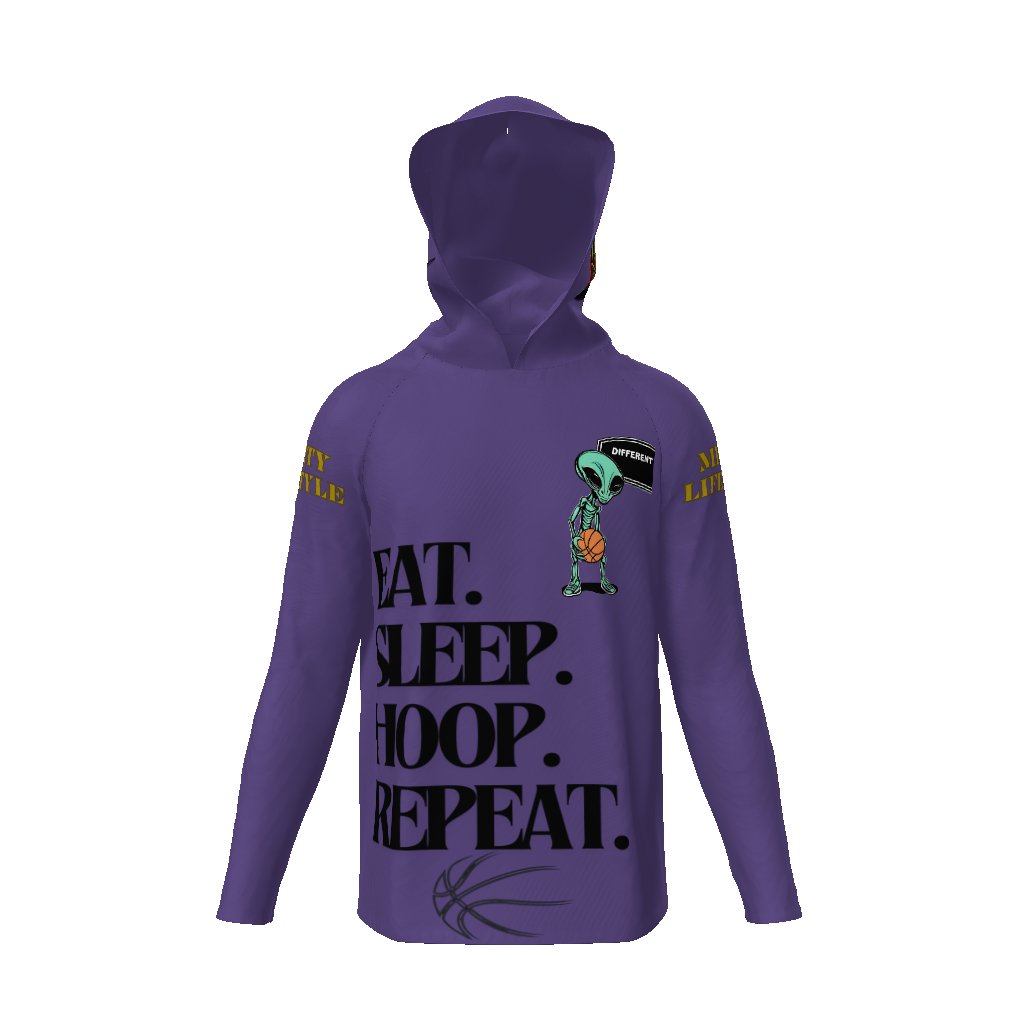 Eat Sleep Hoop Repeat Different, Light Sports Hoodie, Sun Protective Hooded Long Sleeve T-Shirt - Mighty Lifestyle