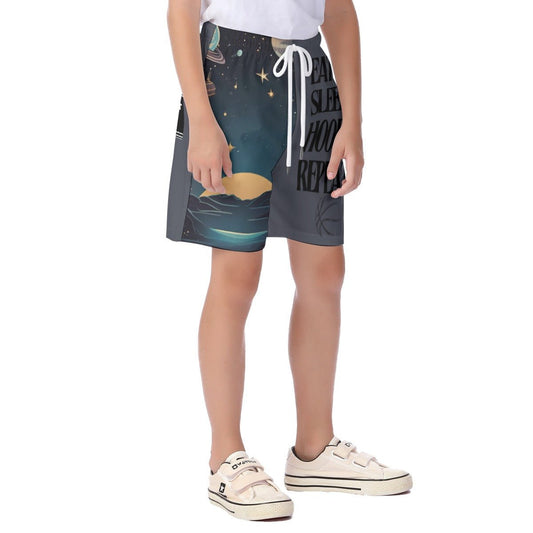Eat Sleep Hoop Repeat Youth Sports Shorts, Kids Basketball Shorts - Mighty Lifestyle