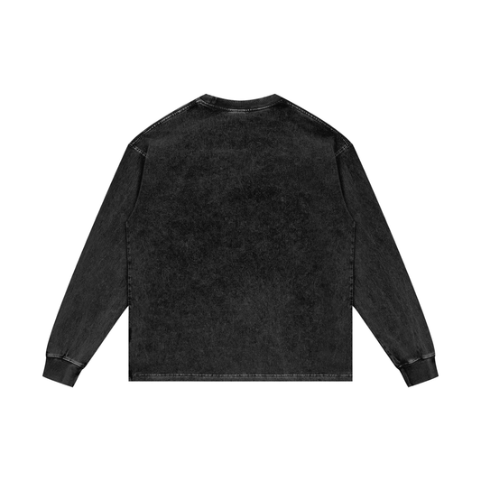 ML Faith-Based Oversized Washed Long Sleeve Shirt – Unisex 100% Cotton Christian Streetwear for Spring & Fall