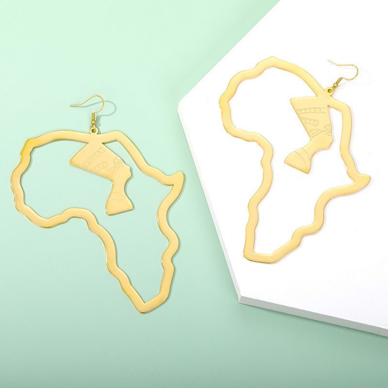 Egyptian Queen Gold Stainless Steel African Set Hollow Portrait Design Earrings African Ethnic Jewelry - Mighty Lifestyle