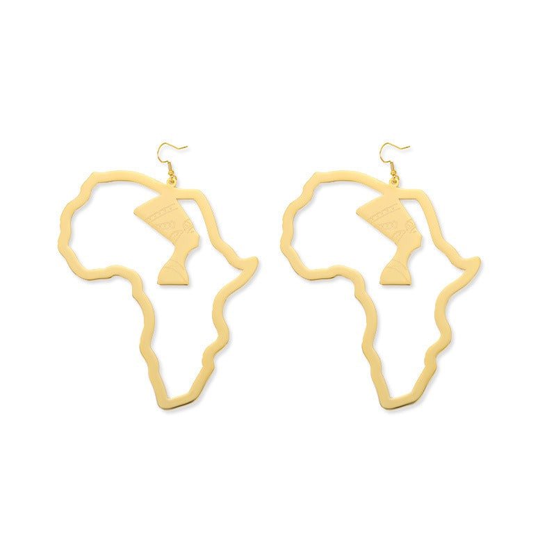 Egyptian Queen Gold Stainless Steel African Set Hollow Portrait Design Earrings African Ethnic Jewelry - Mighty Lifestyle