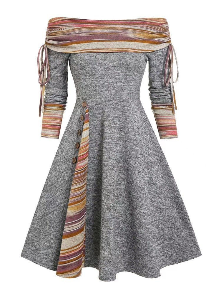 Elf Dress | Christmas Dress | North Pole Dress | Fashionable Women's Wear Waist Wrapped Large Swing One Shoulder Long sleeved Dress for Women - Mighty Lifestyle