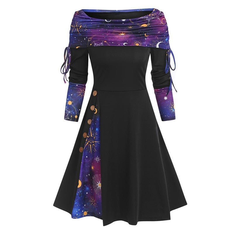 Elf Dress | Christmas Dress | North Pole Dress | Fashionable Women's Wear Waist Wrapped Large Swing One Shoulder Long sleeved Dress for Women - Mighty Lifestyle