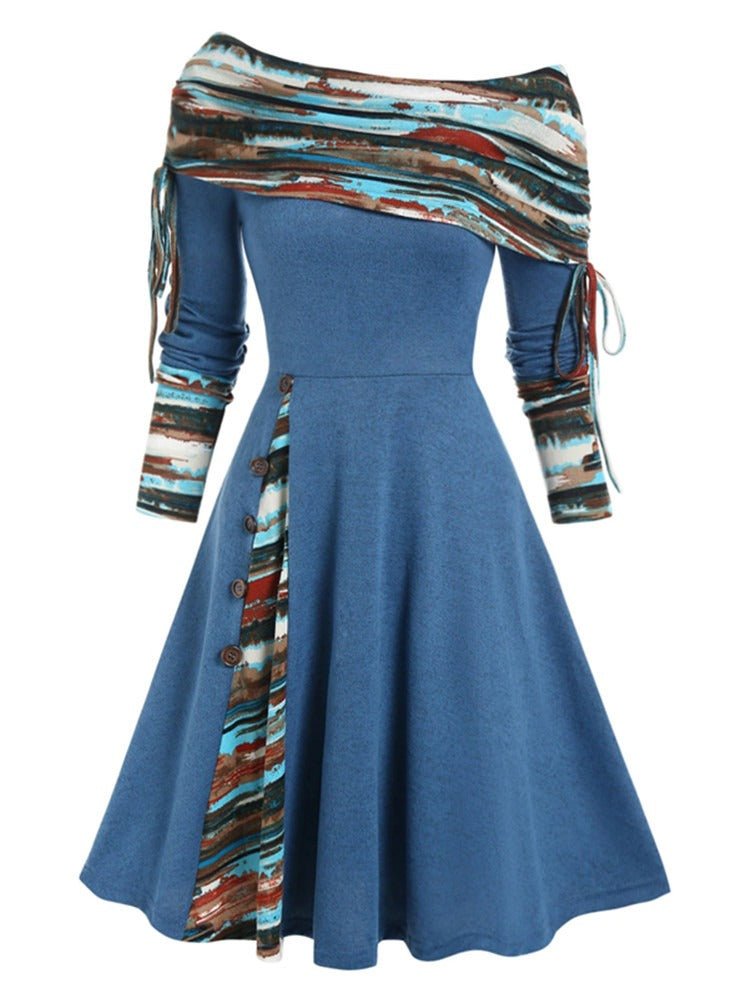 Elf Dress | Christmas Dress | North Pole Dress | Fashionable Women's Wear Waist Wrapped Large Swing One Shoulder Long sleeved Dress for Women - Mighty Lifestyle