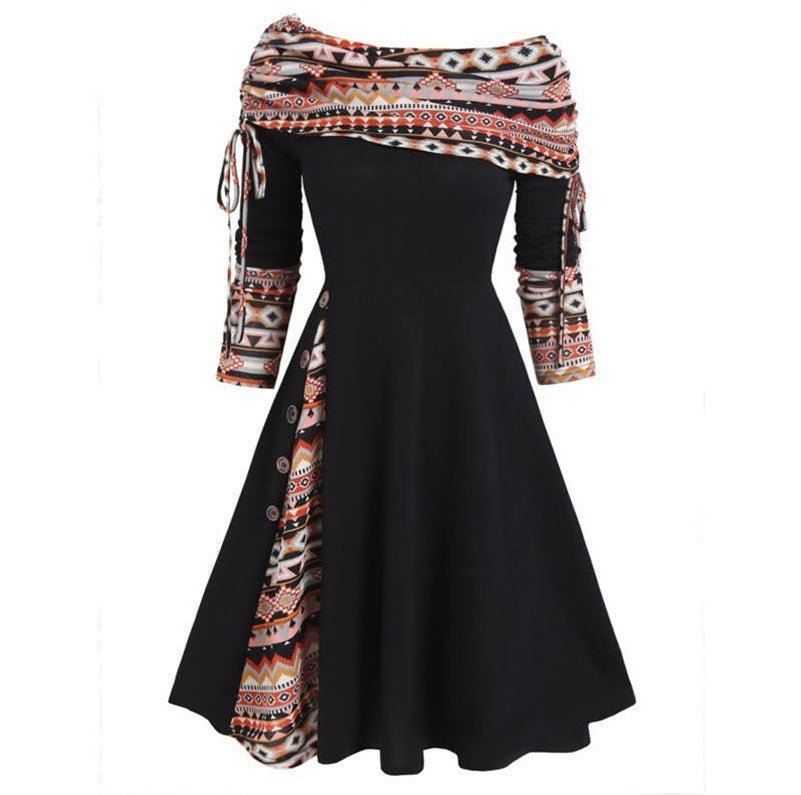 Elf Dress | Christmas Dress | North Pole Dress | Fashionable Women's Wear Waist Wrapped Large Swing One Shoulder Long sleeved Dress for Women - Mighty Lifestyle