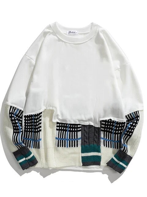 Ella Sweater | Plaid Patchwork Sweater For Women Fashion O - neck Contrast Color Niche Design Knit Tops Autumn - Mighty Lifestyle