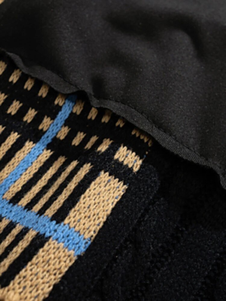 Ella Sweater | Plaid Patchwork Sweater For Women Fashion O - neck Contrast Color Niche Design Knit Tops Autumn - Mighty Lifestyle