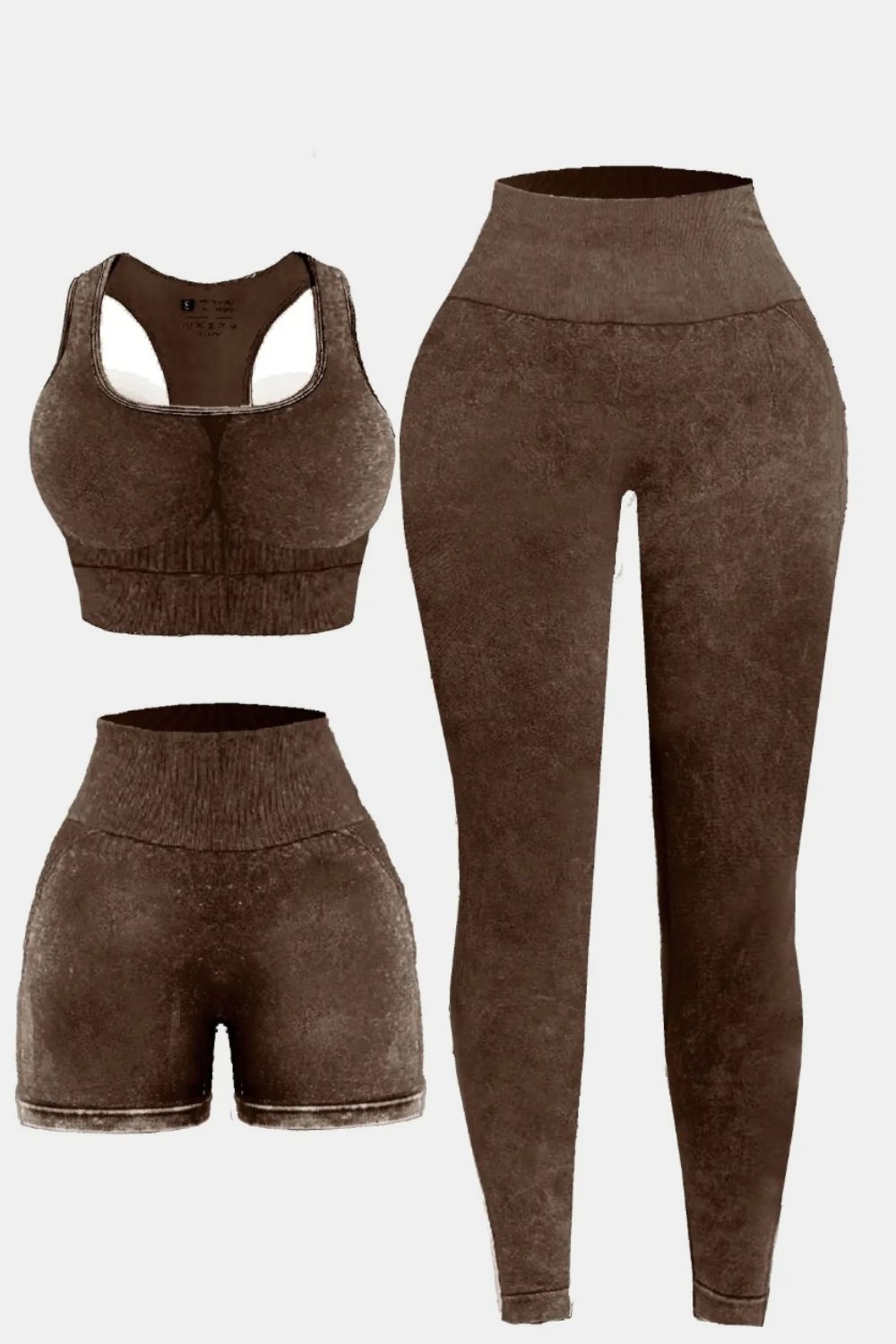 Fab Fab No Sweat 3 Piece Washed Square Neck Wide Strap Active Set - Mighty Lifestyle