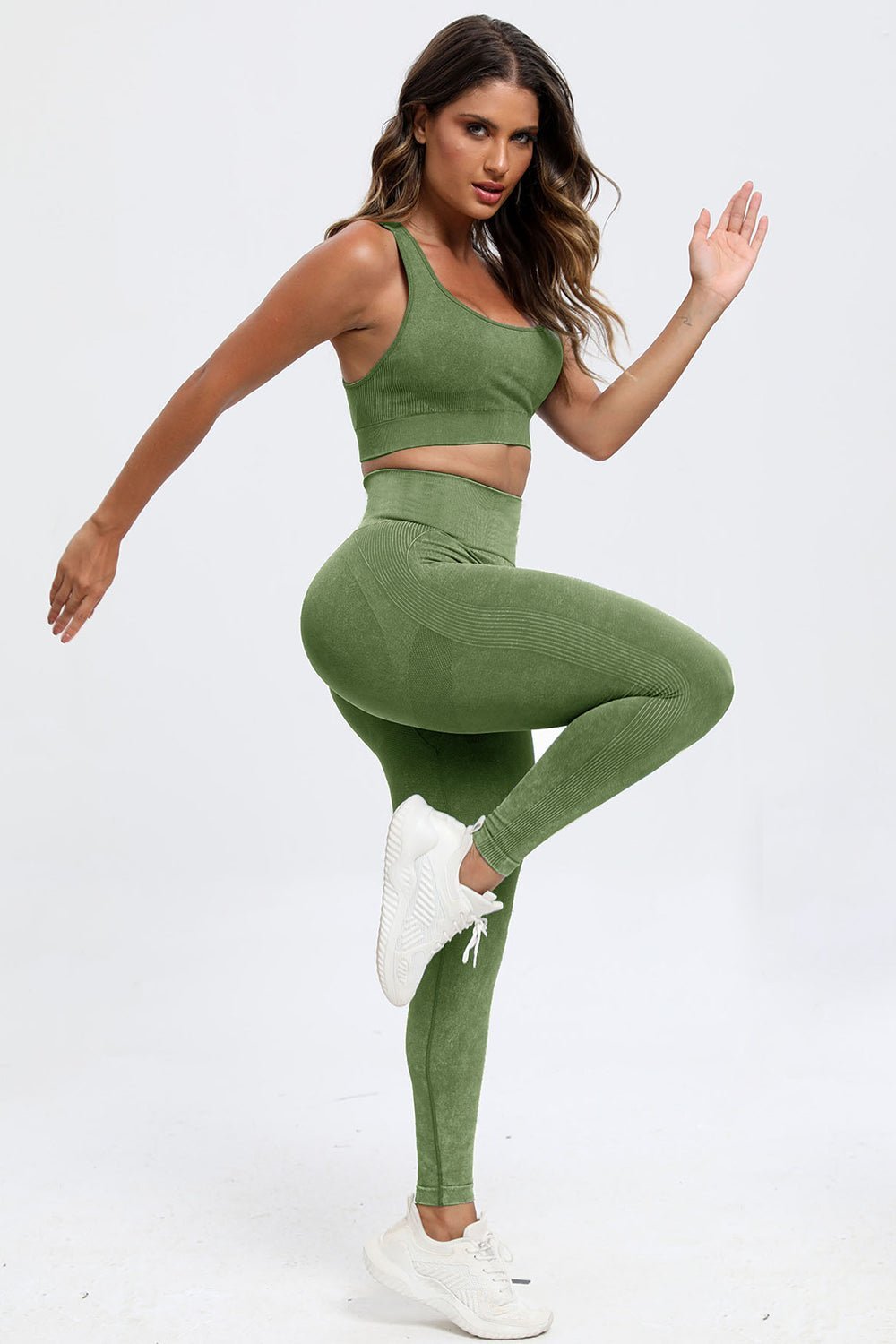 Fab Fab No Sweat 3 Piece Washed Square Neck Wide Strap Active Set - Mighty Lifestyle